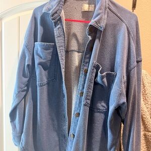 Z Supply Casual Knit Denim Button Down Shirt